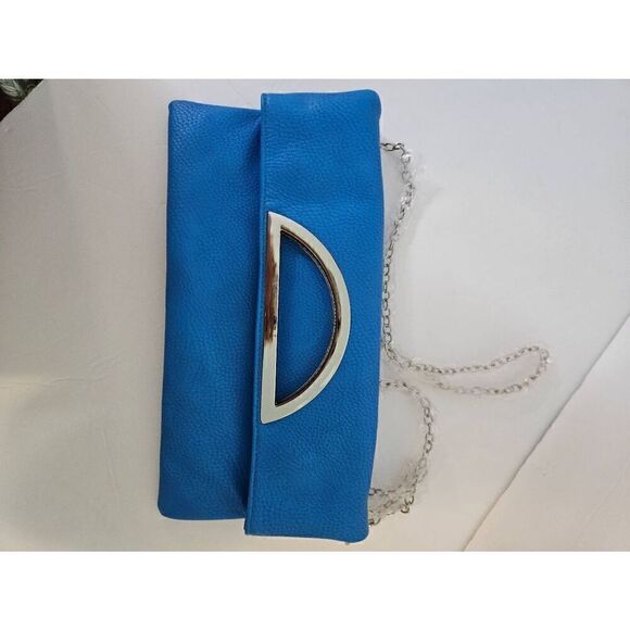 Charming Charlie dodger blue clutch/crossbody with silver chain strap. New. - Picture 1 of 4
